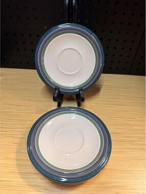Vintage 4 Pfaltzgraff Stoneware Mountain Shadow Saucers *